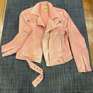 Paige Pink Denim Moto Style Jacket
